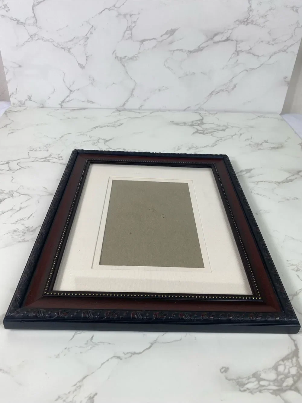 Classic Vintage Wood and Ornate Black Picture Frame with Cream Mat
